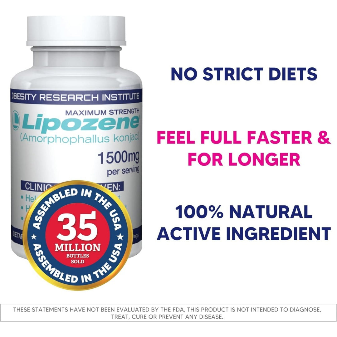 Lipozene MEGA Bottle - 120 Capsules, Making it Our Largest Size Available - Appetite Suppressant